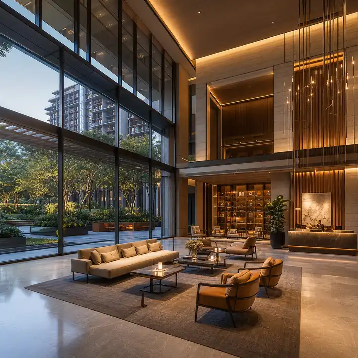 Lodha Hopefarm Whitefield clubhouse arrival lounge visual Lodha Hopefarm Whitefield clubhouse arrival lounge visual